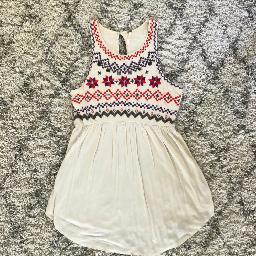 Free People Tribal Stitched Tank with beading